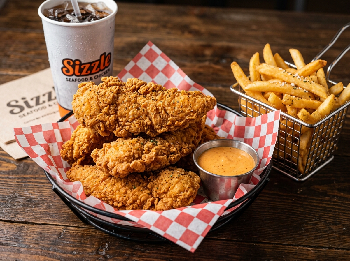Golden chicken tenders with fries